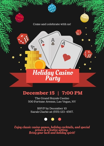 Editable Holiday Casino Invitation Design Template - Edit Online & Download
