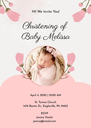Editable Blush Christening Invitation Template - Edit Online & Download