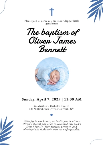 Free Little Man Christening Invitation Template to Edit Online