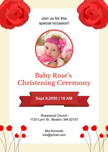 Customizable Rose Christening Invitation Template - Edit Online & Download