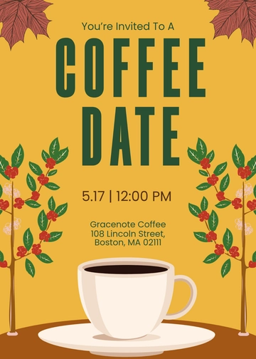 Green and Brown Coffee Invitation Template - Edit Online & Download