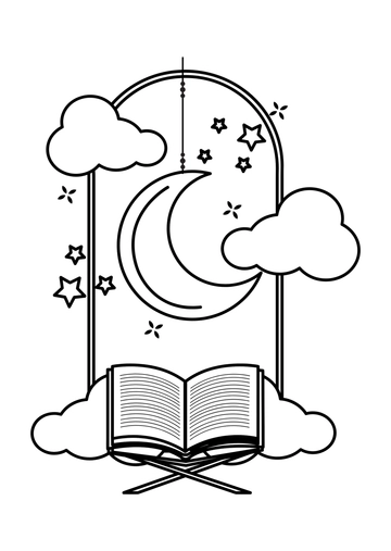 Ramadan Crescent Moon Drawing Template - Edit Online & Download
