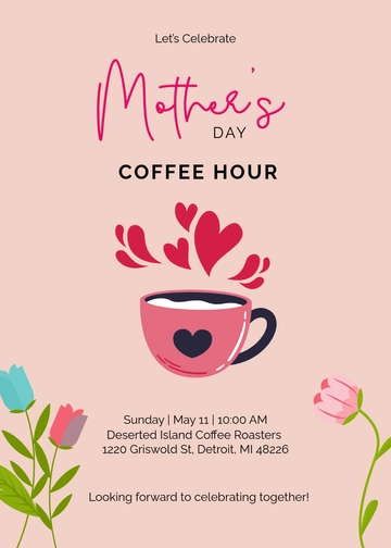 Mother's Day Coffee Hour Invitation Template - Edit Online & Download