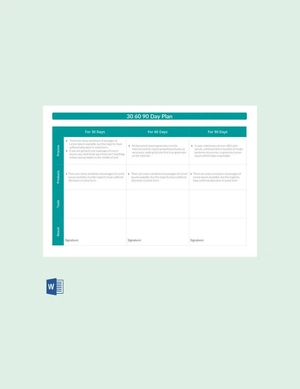 Simple 30 60 90 Day Plan Template