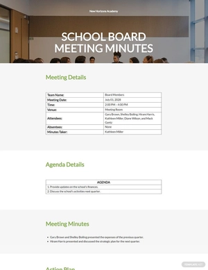 School Board Meeting Minutes Template