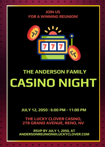 Modern Casino Family Reunion Invitation Template - Edit Online & Download