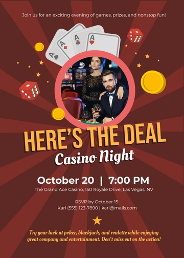 Here's The Deal Casino Invitation Template - Edit Online & Download