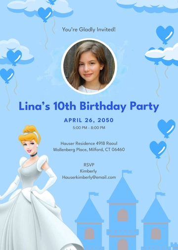 Dusty Blue Cinderella Invitation Template - Edit Online & Download