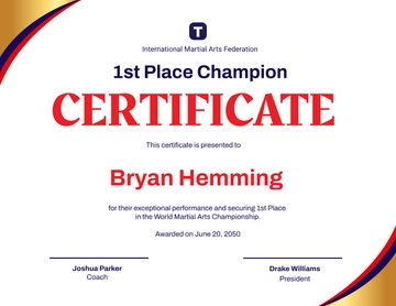 1st Place Champion Certificate Template - Edit Online & Download