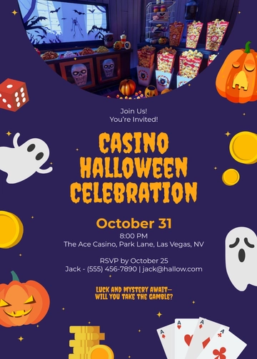 Casino Halloween Celebration Invitation Template - Edit Online & Download