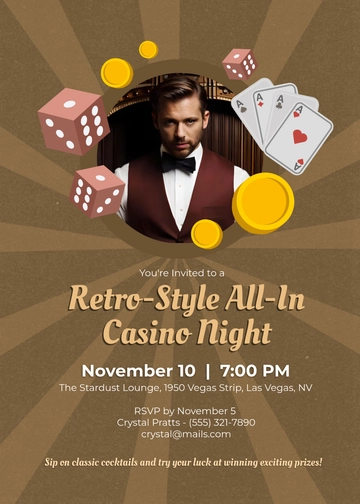 Retro All-In Casino Invitation Template - Edit Online & Download