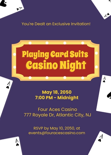Playing Card Suits Casino Invitation Template - Edit Online & Download