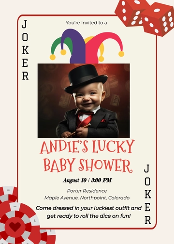 Colorful Casino Baby Shower Invitation Template - Edit Online & Download