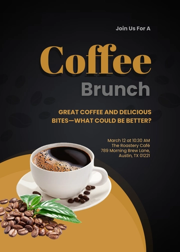 Black and Gold Coffee Brunch Invitation Template - Edit Online & Download