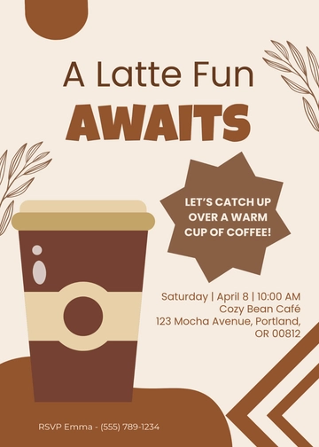 Latte Fun Coffee Date Invitation Template - Edit Online & Download