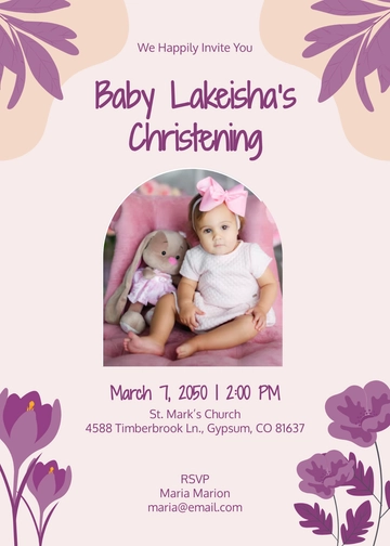 Wildflower Christening Invitation Template - Edit Online & Download