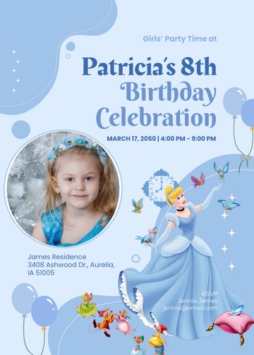 Cinderella Invitation Template for Girls - Edit Online & Download