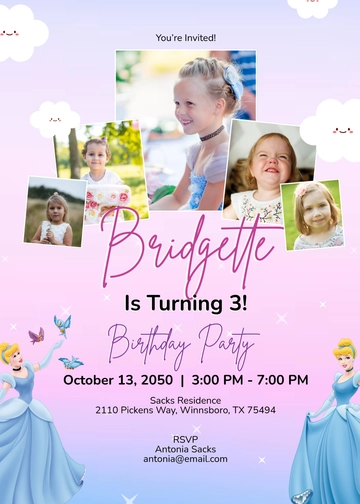 Cinderella Invitation Template with Photo - Edit Online & Download