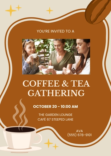 Aesthetic Coffee and Tea Invitation Template - Edit Online & Download