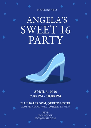 Simple Cinderella Sweet 16 Invitation Template - Edit Online & Download