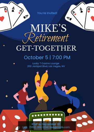 Casino Retirement Get Together Invitation Template - Edit Online & Download