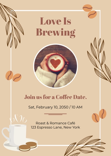 Love Is Brewing Coffee Invitation Template - Edit Online & Download
