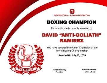 Red Certificate of Boxing Champion Template - Edit Online & Download