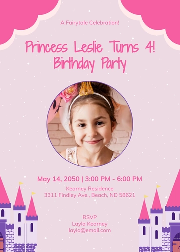 Pink Cinderella Fairytale Invitation Template - Edit Online & Download