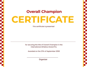 Free Blank Overall Champion Certificate Template to Edit Online