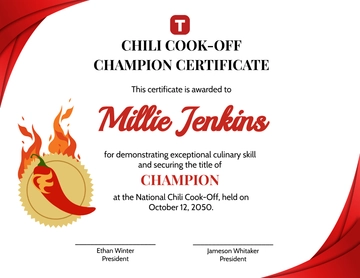 Chili Cook-Off Champion Certificate Template - Edit Online & Download
