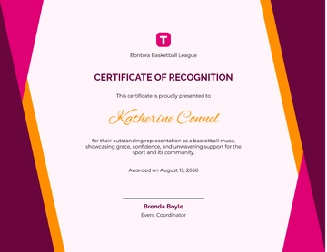 Professional Basketball Muse Certificate Template - Edit Online & Download