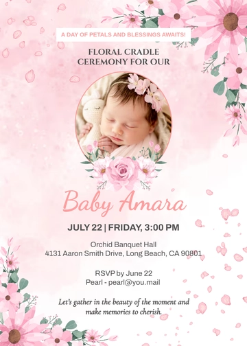 Floral Themed Cradle Ceremony Invitation Template - Edit Online & Download