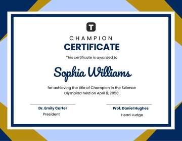 Blue Academic Champion Certificate Design Template - Edit Online & Download