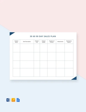 30 60 90 Day Sales Plan Template