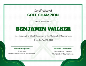 Green Golf Champion Certificate Template - Edit Online & Download