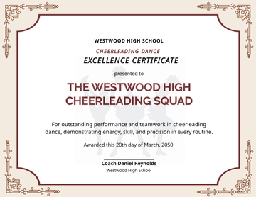 Cheerleading Dance Certificate Template - Edit Online & Download