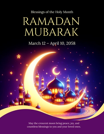 Crescent Moon Ramadan Flyer Template - Edit Online & Download