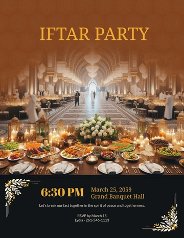 Iftar Ramadan Invitation Flyer Template - Edit Online & Download