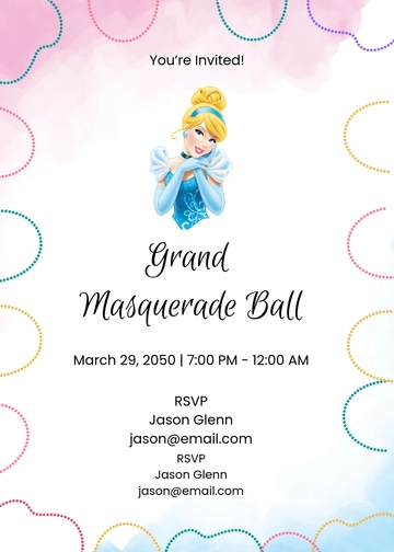 Professional Cinderella Masquerade Invitation Template - Edit Online & Download