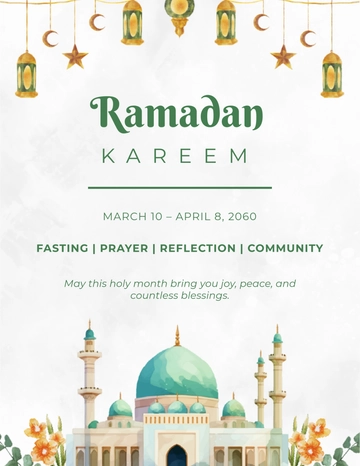 Watercolor Ramadan Flyer Design Template - Edit Online & Download