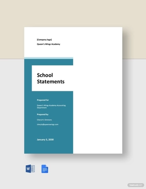 Sample School Statement Template