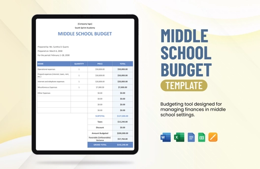 Middle School Budget Template