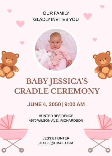 Baby Girl Cradle Ceremony Invitation Template - Edit Online & Download