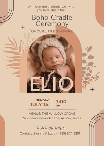 Personalized Boho Cradle Ceremony Invitation Template - Edit Online & Download