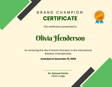 Aesthetic Grand Champion Certificate Template - Download | Template.net
