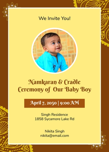 Namkaran Cradle Ceremony Invitation Template - Edit Online & Download