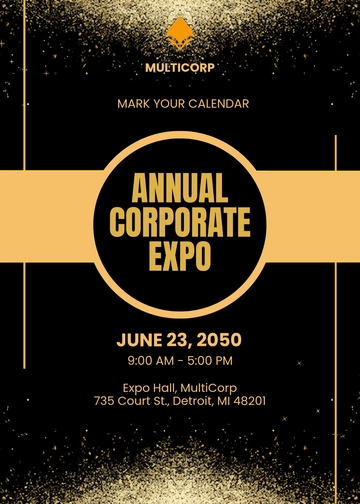 Golden Corporate Expo Event Invitation Template - Edit Online & Download