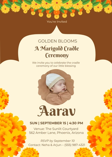Marigold Cradle Ceremony Invitation Template - Edit Online & Download