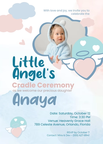 Angel Cradle Ceremony Invitation Template - Edit Online & Download