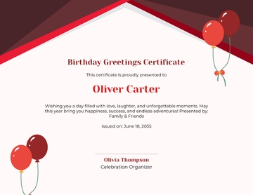 Birthday Greetings Certificate Template - Edit Online & Download
